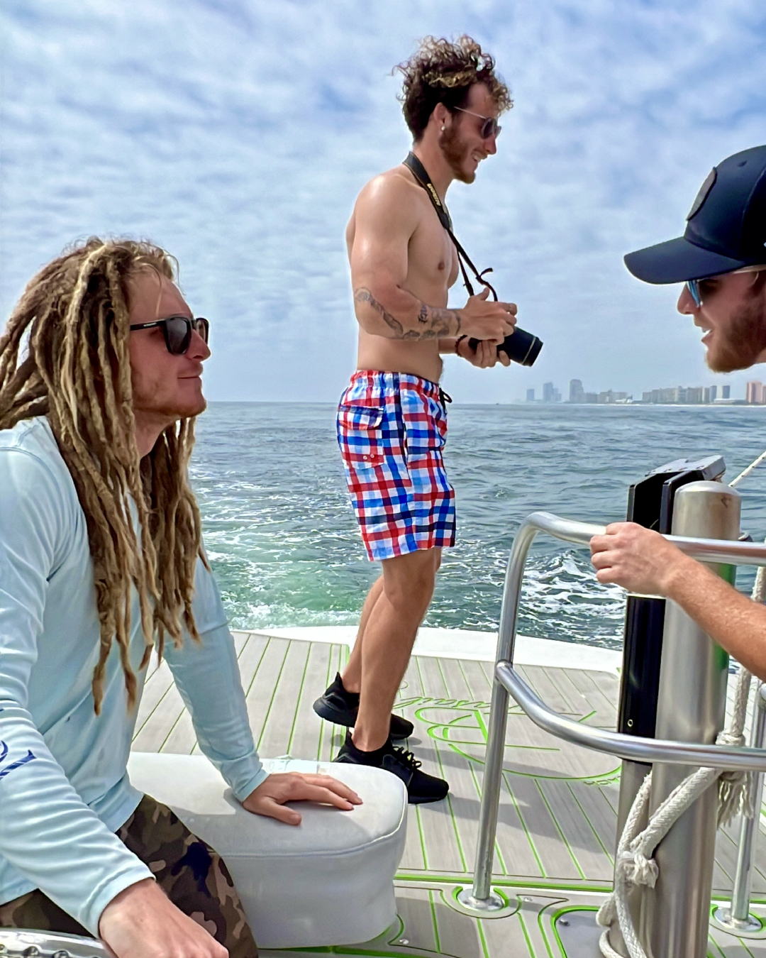 a group of people in the boat